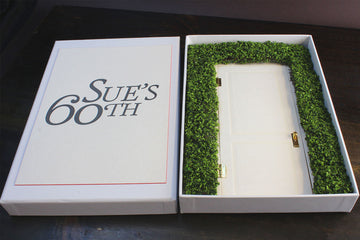Sue's Sixtieth letterpress box invitation